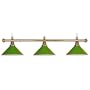 Sterling Solid Brass Pool Table Lamp, 58", 3 Green Aluminum Shades