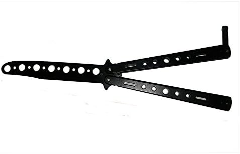 Outdoor Practice Butterfly Metal Balisong Trainer Training Knife Security Tool (Black)