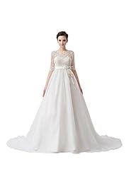 A-line Elbow Length Sleeves Sweetheart Empire   Waistline Organza/Satin/Tulle  Applique Wrap Lace-Up  Ball Gown  Dress with a Chapel Train  With a Sash 