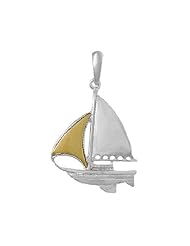 925 Solid Sterling Silver Nautical Necklace Charm Pendant, Sailboat 14K Sail