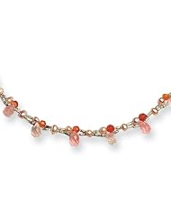 Sterling Silver Carnelian/Rose Quartz/Cultured Pearl Necklace