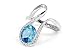 Ultra Sleek 18kt White Gold Oval Shape Blue Topaz Diamond Ring, 7.0