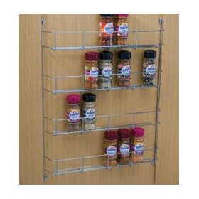 Four tier Back of door Spice, jar & packet rack -Chrome