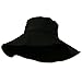 Big Size Ladies Linen Wide Brim Hat - Black (For Big Head)