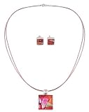 Dichroic art glass jewelry set, 'Rose Garden'