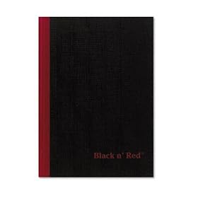 Casebound Notebook, Ruled, 24 lb, 8-1 4x5-7 8, Black Red (JDKE66857DTOP) by Memo Books