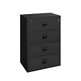 Fireproof Four Drawer Lateral File 38W Black