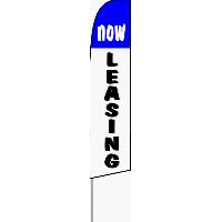 Now Leasing Feather Banner Flag (11.5 x 2.5 Feet)