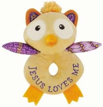 Wee Believers 74208 Baby-Plush Rattle-Wee Blessings Opal The Owlette & Jesus Loves Me - 5 in.