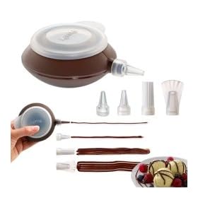 Lékué Decopen, Penna per decorare, 4 bocchette, in silicone, colore: Marrone Lékué Decopen, Penna per decorare, 4 bocchette, in silicone, colore: Marrone