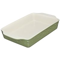 Signature Housewares Sorrento Collection 9-Inch by 13-Inch Stoneware Baking Dish, Green Antiqued Finish