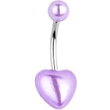 Purple Faux Pearl Heart Belly Ring