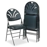 SAMSONITE/COSCO XL Fanfare Vinyl Padded Seat/Molded Back Folding Chair, Cool Gray
