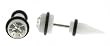 White Acrylic Fake Tapers with Clear Crystal - 2G - 16G Wire - Sold as a Pair