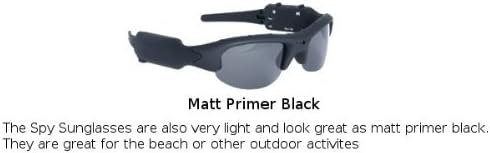 EXCLUSIVE New Generation High End Spy Sunglasses; model DSGLM62/ Hidden Lens & Microphone / Matt Primer Black / Three modes: Video w/Audio; Audio & Pictures/ Wide Angle 3.6mm Sony CMOS Chip/ Vivid Color 1280/720 HD Resolution. 600 mah 2 + Hr. Recording Lithium Polymer Battery/ Date & Time Stamping / INCLUDES 16GB Memory Card. Includes FOUR lenses/ Dark, Gold, Blue, Clear
