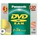 Panasonic 3x speed, 4.7GB, 3 pack DVD-RAM Disc