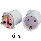 Reise-Adapter - Europäisch (Schuko) 2-Pin to UK 3-Pin Mains Infrastruktur x 6