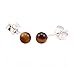 Trustmark 925 Sterling Silver 4mm Natural Brown Tigers Eye Ball Stud Post Earrings