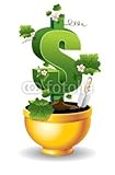 Wallmonkeys Peel and Stick Wall Decals - Dollar Is Rising in the Golden Flower Pot - 72