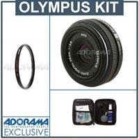Olympus Zuiko 25mm f/2.8 Digital Lens Kit, for the E Digital with Tiffen 43mm UV Glass Filter, Adorama Digital Camera & Lens Cleaning Kit,