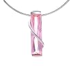 JS.UK Sterling Silver Ladies baguette wrap over CZ pendant & 16/18" Curb Chain - Pink
