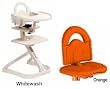 Svan High Chair from Scandinavian Child with Infant Kit and Cushion, Orange Cushion in Whitewash Wood