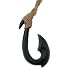 Hawaiian Jewelry Narrow Black Fish Hook Shell Necklace