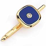 14Kt Yellow Gold Table Shape Blue Lapis and Diamond Tuxedo Stud