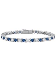 Sapphire and Diamond Tennis Bracelet 18K White gold - 1.00 CT TGW