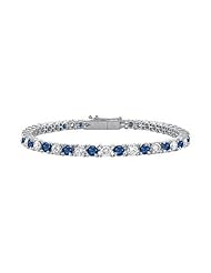 Sapphire and Diamond Tennis Bracelet 14K White Gold 1.50 CT TGW