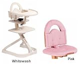 Svan High Chairs from Scandinavian Child with Infant Kit and Pink Cushion with Whitewash Wood