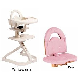 Svan High Chairs from Scandinavian Child with Infant Kit and Cushion, Pink Cushion with Whitewash Wood