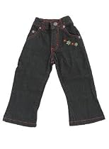 Toddlers' Black Jeans w/ Floral Embroidery
