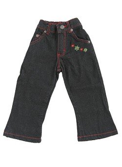 Toddlers' Black Jeans w/ Floral Embroidery