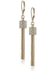 Anne Klein "Metal Lining" Crystal Tassel Drop Earrings