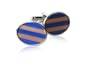 Blue & Peach Oval Catseye Cufflinks with Gift Box