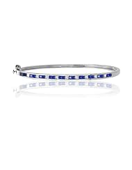 3.25ct Diamond & Sapphire Accented Bangle 14k Gold