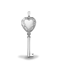 Sterling Silver KEY Heart Locket 3/4 inch x 2 inch