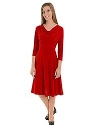 A-line Natural   Waistline Polyester/Spandex/Knit Draped Cowl Neck  Dress