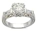 2 cts. Antique Style Baguette Sides CZ Engagement Ring