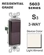 Leviton 5603-02T Decora Rocker 3-Way AC Residential Quiet Switch, Light Almond