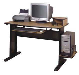 Large Working Computer Desk (Medium Oak/Black) (34 1/4"H x 54 1/2"W x 23 1/2"D)