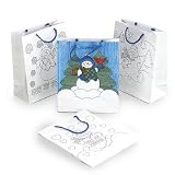 Paper Color Your Own Snowman Gift Bags (pack of 12)