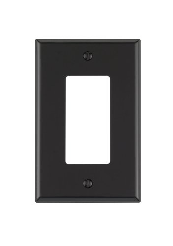 Leviton PJ26-E 1-Gang Decora/GFCI Wallplate, Midway Size, Black