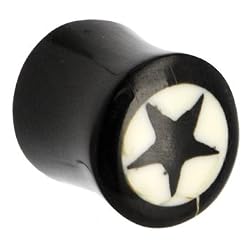 7/16 Black Star Organic Solid Black Horn Plug
