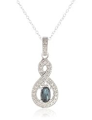 Sterling Silver Genuine Sapphire and White Topaz Infinity Pendant Necklace, 18"