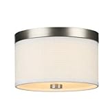 Forecast F6152-36 Cassandra - Two Light Small Flush Mount, Satin Nickel Finish with Etched Glass and White Fabric Shade Forecast F6152-36 Cassandra - Two Light Small Flush Mount, Satin Nickel Finish with Etched Glass and White Fabric Shade