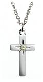 Sterling Silver and Peridot Children's Cross Pendant, 14