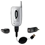 Retractable USB Hot Sync Compact Kit with Car & Wall Charger for the Samsung SCH-A650 - Gomadic Brand w/ TipExchange Technology