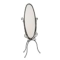 Metal Scroll Cheval Mirror - Black